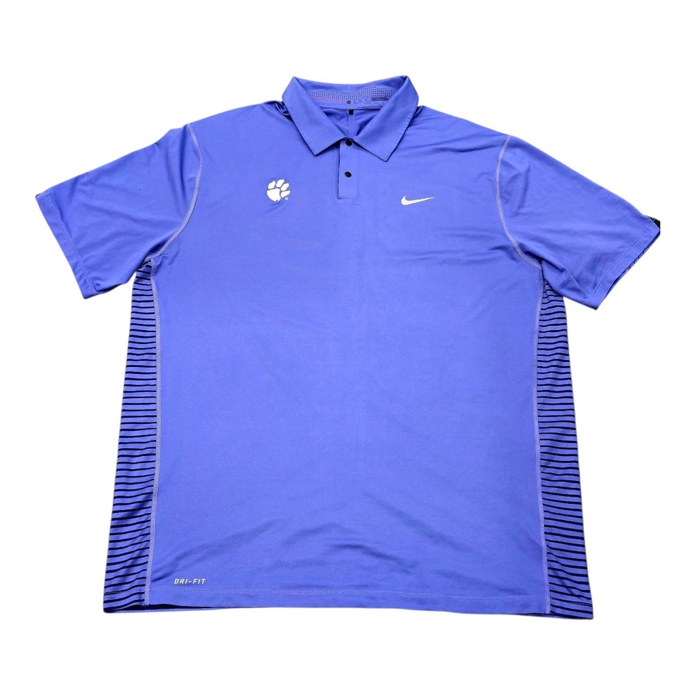 Nike Tiger Woods Clemson Tigers Dri-Fit Golf Polo Shirt Purple Mens XL 585786